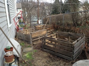 New to me raised pallet beds, unpainted.