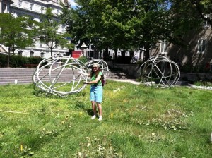 Lisa in "Old Montreal" the balls represent grazing bison.  All I see is yarn.